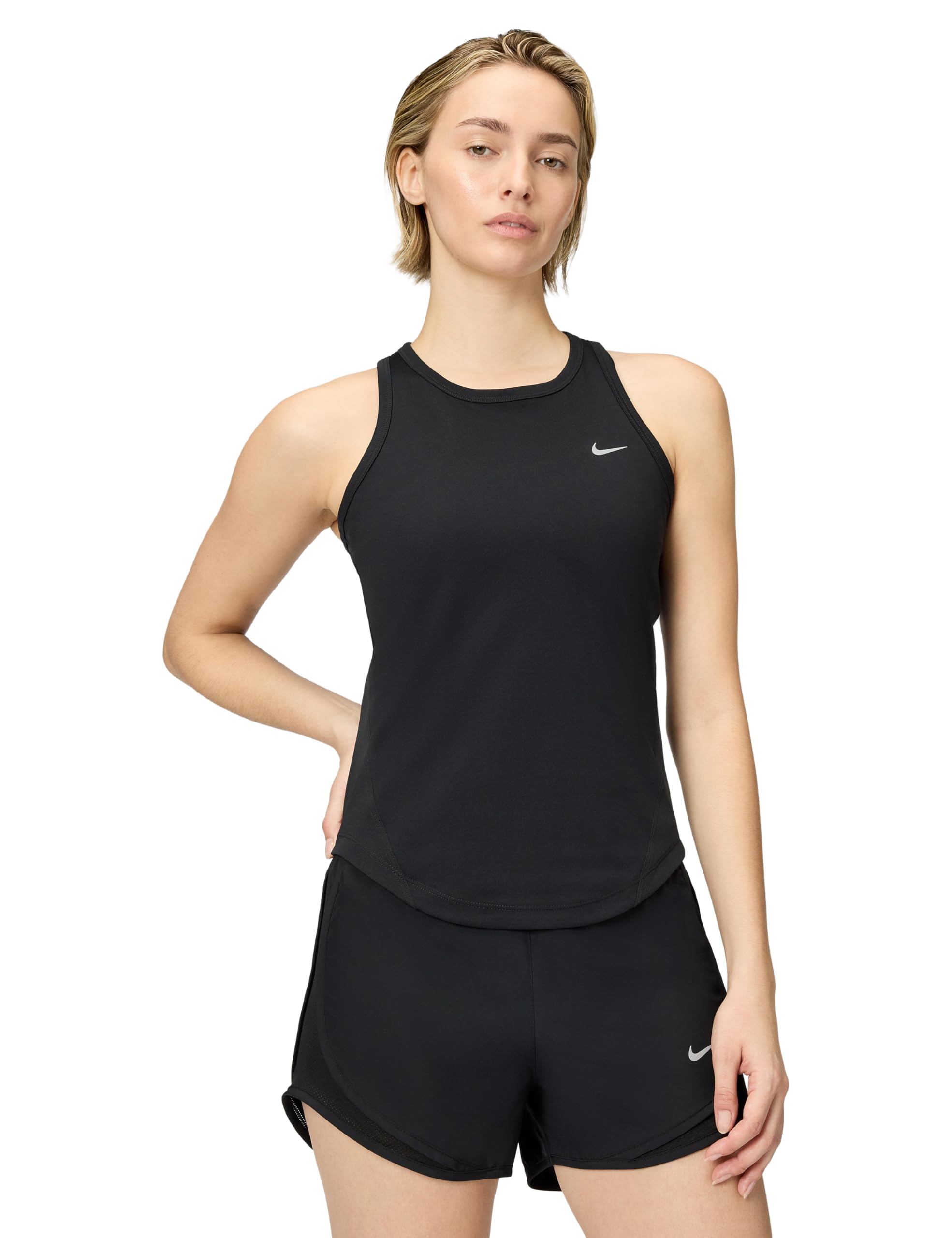 Nike Women's Tempo Dri-Fit Running Tank Top, Black/Reflective Silver, Medium