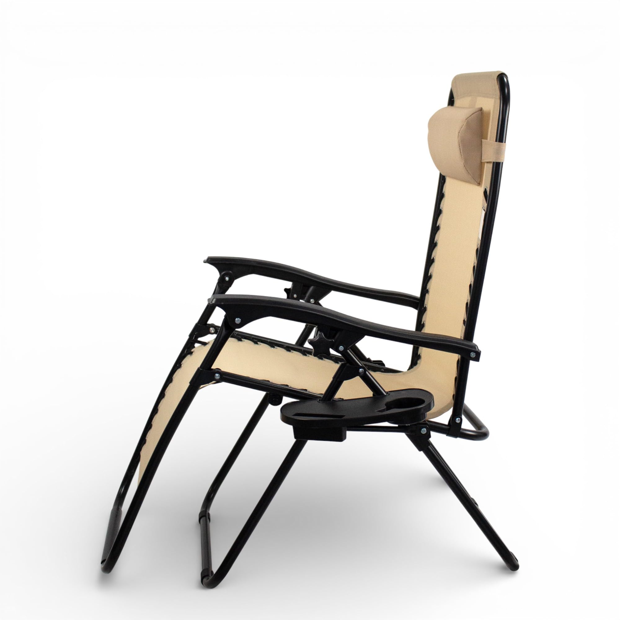 Pincho Tumbona Jardin Exterior Plegable de Gravedad Cero - Pack 2 Sillas Reclinables o Hamacas para Playa, Terraza y Camping con Portavasos, Ligeras y Cómodas (Beige)