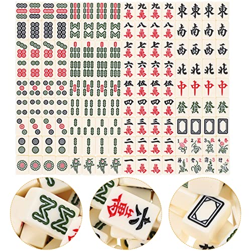 Mahjong portable avec tuiles légères en matériau synthétique et boîte de rangement extérieure