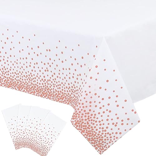 Paquete de 4 manteles de plástico desechables color oro rosa para mesas rectangulares de 54 x 108 pulgadas, decoraciones de fiesta de cumpleaños,