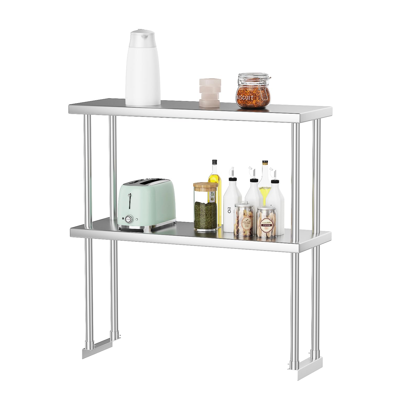 12"X36" Stainless Steel Double Overshelf, 2-Tier Adjustable NSF Certified Shelf for Prep & Work Table, Commercial Restaurant, Kitchen, Garage, Utility Room Use-image-43