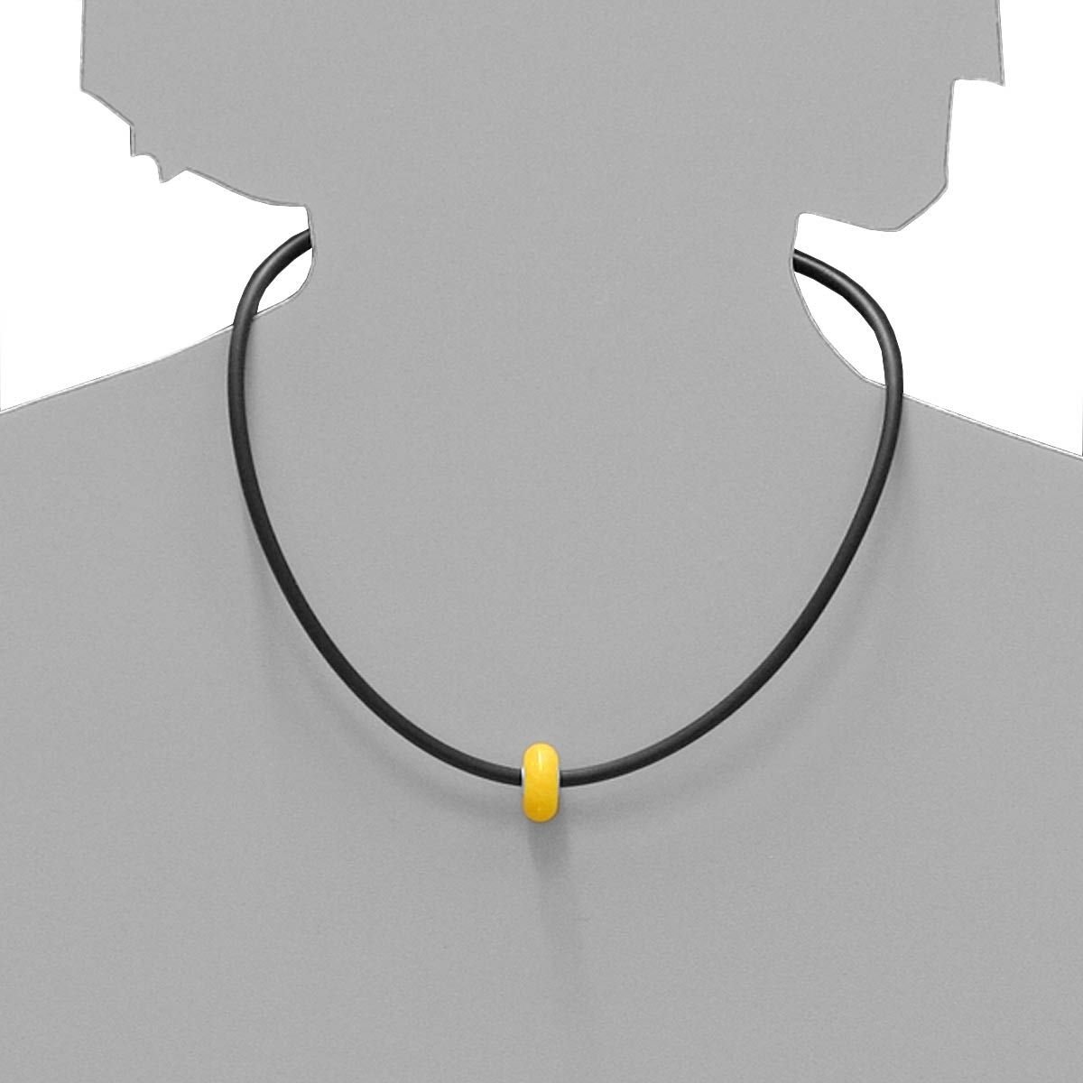 Damen-Bead 925/000 Sterlingsilber mit Bernstein am Kautschukband gelb 3,0/42 cm 3310400001666