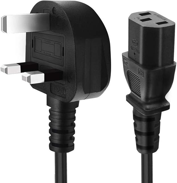 XINYUWIN UK 3 Prong 5FT Kettle Lead IEC C13 Universal AC Power Cord Compatible with Personal Computer, PC Monitor, Plasma TV, Printer Power Supply Replacement Cable