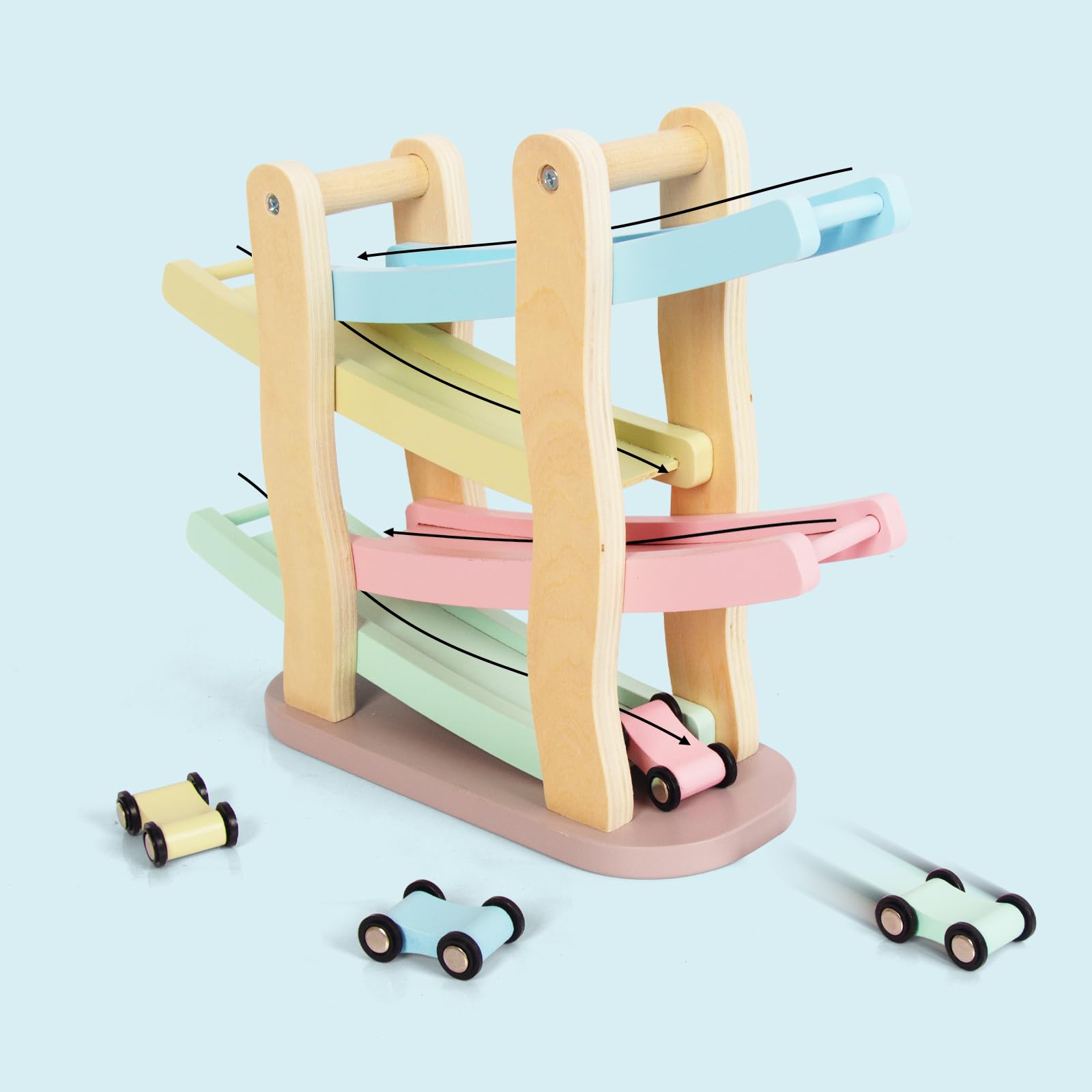 Pista De Coches Flexible Y Enrollable 390 Cm - Incluye 4 Coches, De PVC, Para Niños Mayores De 3 Años - Circuito De Carreras Portátil