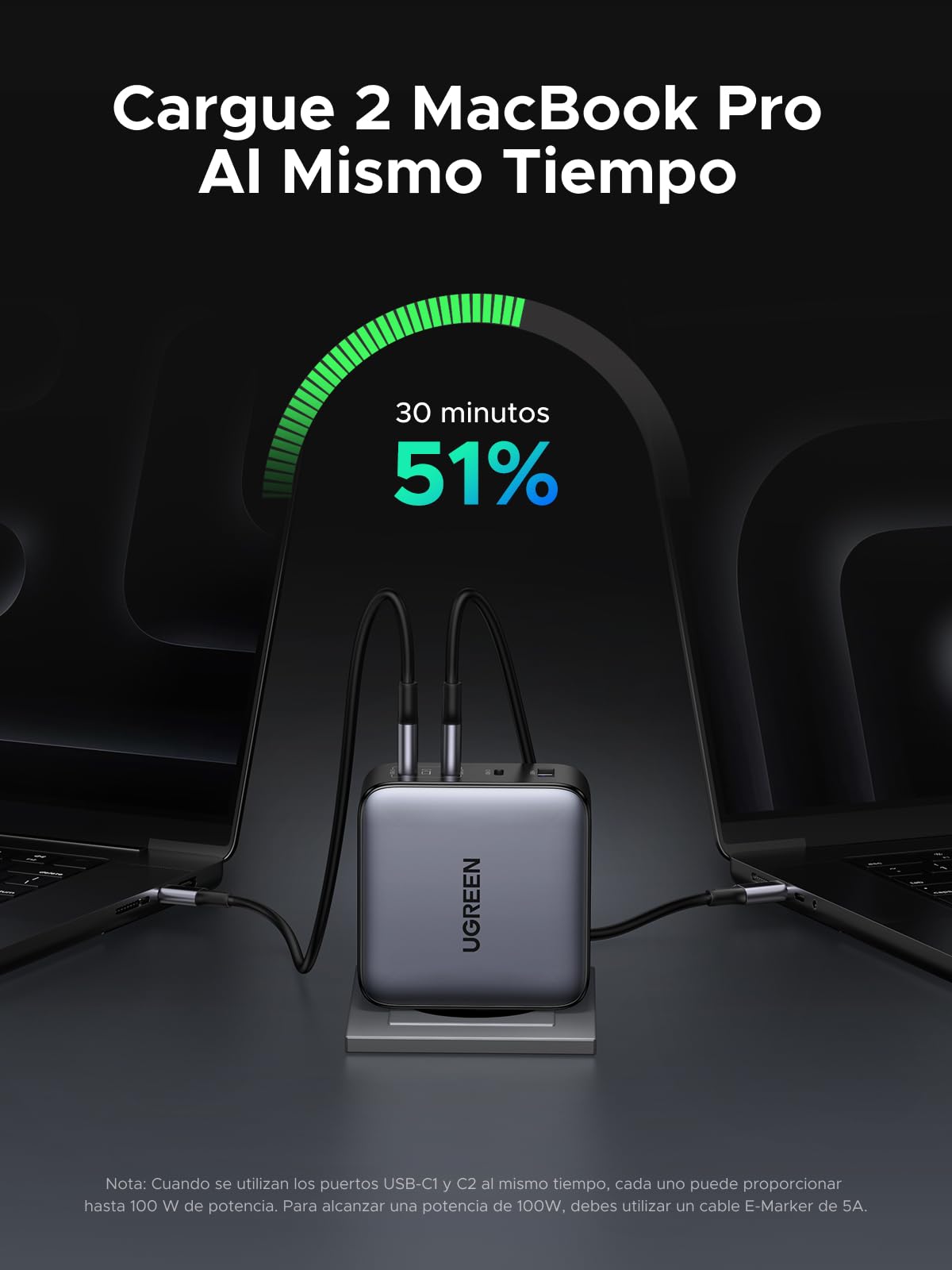 UGREEN Nexode Cargador 200W USB C rápido 140W PD 3.1 Adaptador de Corriente GaNInfinity Compatible con iPhone 16 15 14 13 12, Galaxy PPS 45W S24 23 22, Pixel, iPad, MacBook M4 M3