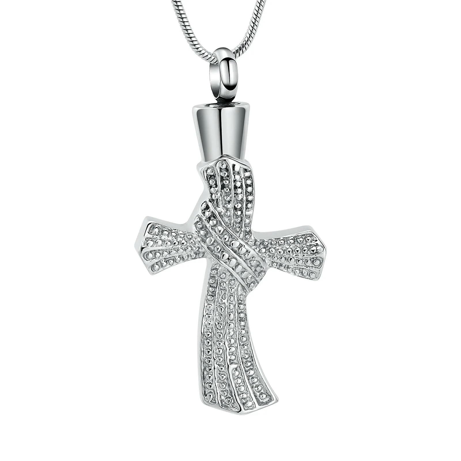 Pendentif crémation croix torsadée le bijou en acier étanche pour vos souvenirs