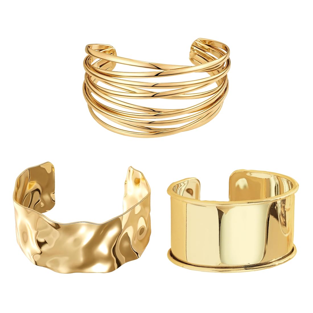 JYNVO 3 Piezas De Pulseras, Pulsera Tipo Brazalete Para Mujer, Pulsera Tipo Brazalete Para Niñas, Brazalete Ajustable, Conjunto Minimalista, Sencillo, Griego, Brazalete, Joyas De Boda