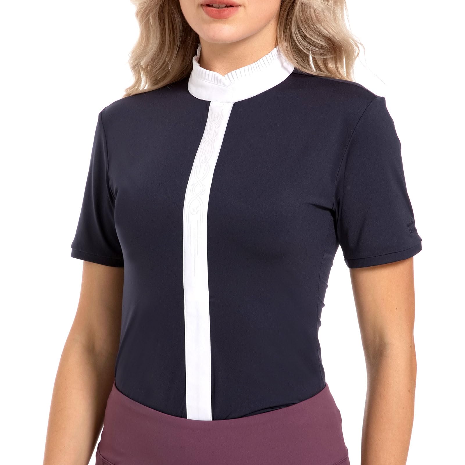 Harrison HowardWomen's Equestrian Short Sleeve Riding Top Show Shirt Rider Sport Sun Shirt