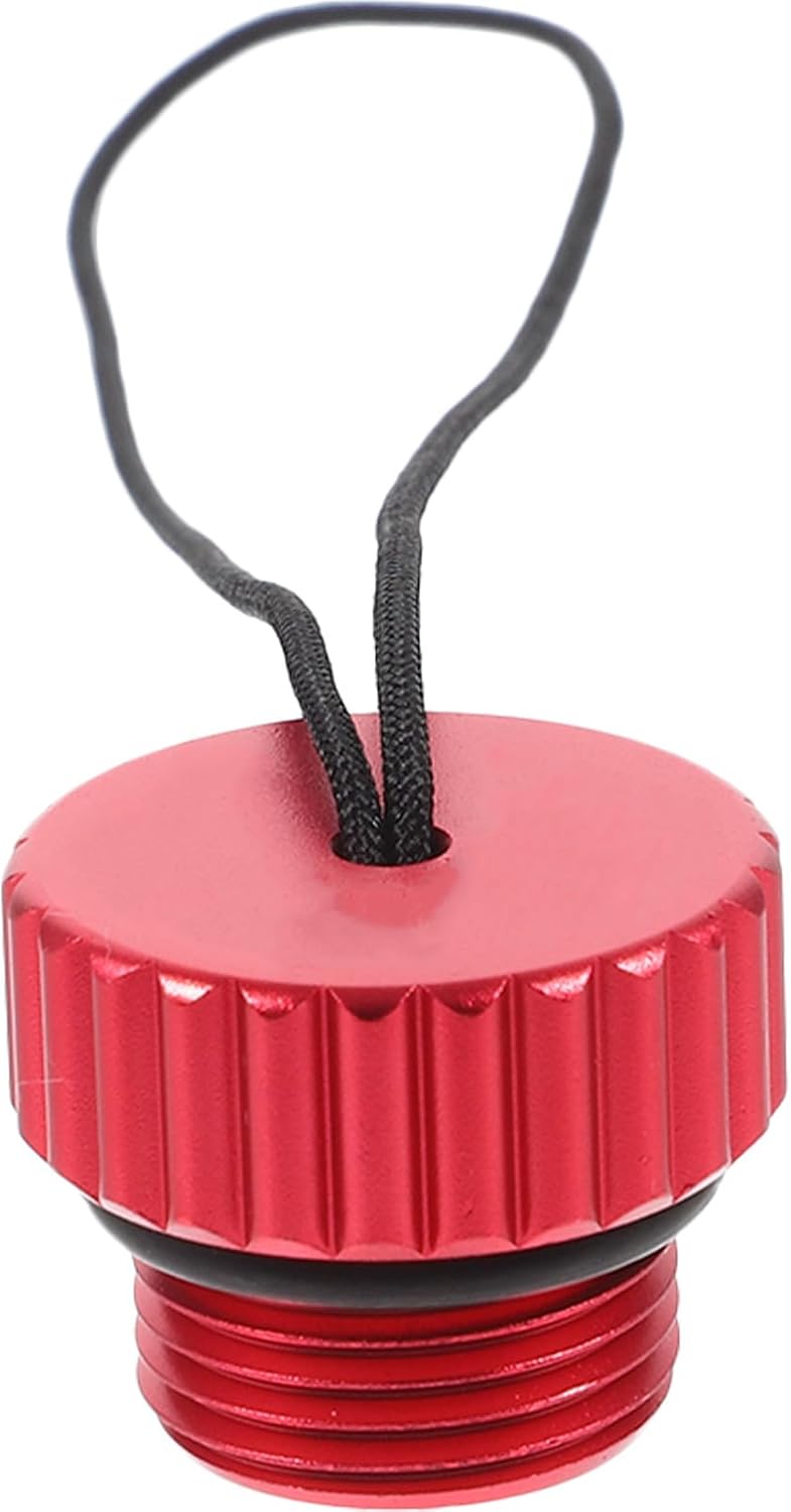 Diving Tank Valve Threaded Plug with Cord Cover, Red Gas Bottle Cap Protector for Scuba Diving Gear Accessories