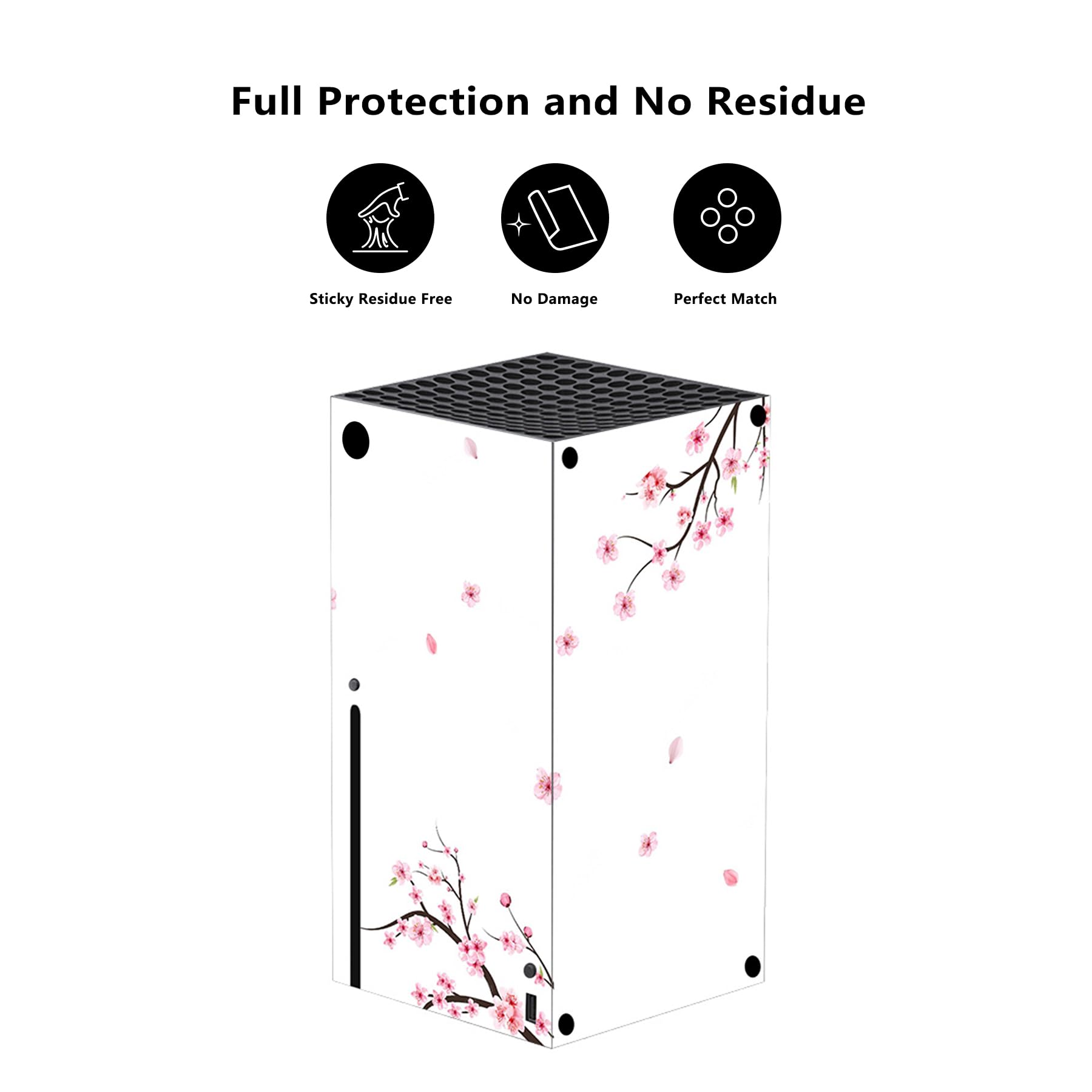 PlayVital Falling Cherry Blossom Custom Vinyl Skins for Xbox Series X, Wrap Decal Cover Stickers for Xbox Series X Console Controller - 3