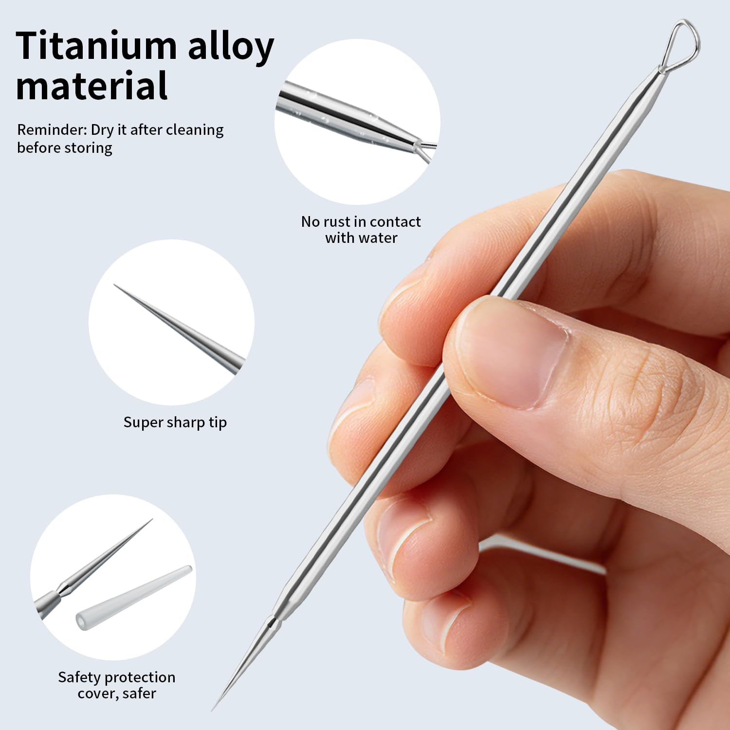 ZIZZON Titanium Lancet Needle Acne Blackhead Remover Pimple