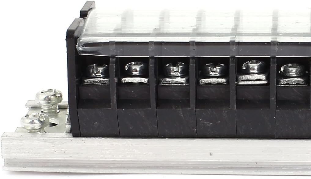 Aexit TD-1510 DIN Rail Barrier Terminal Block, close-up of screw terminals