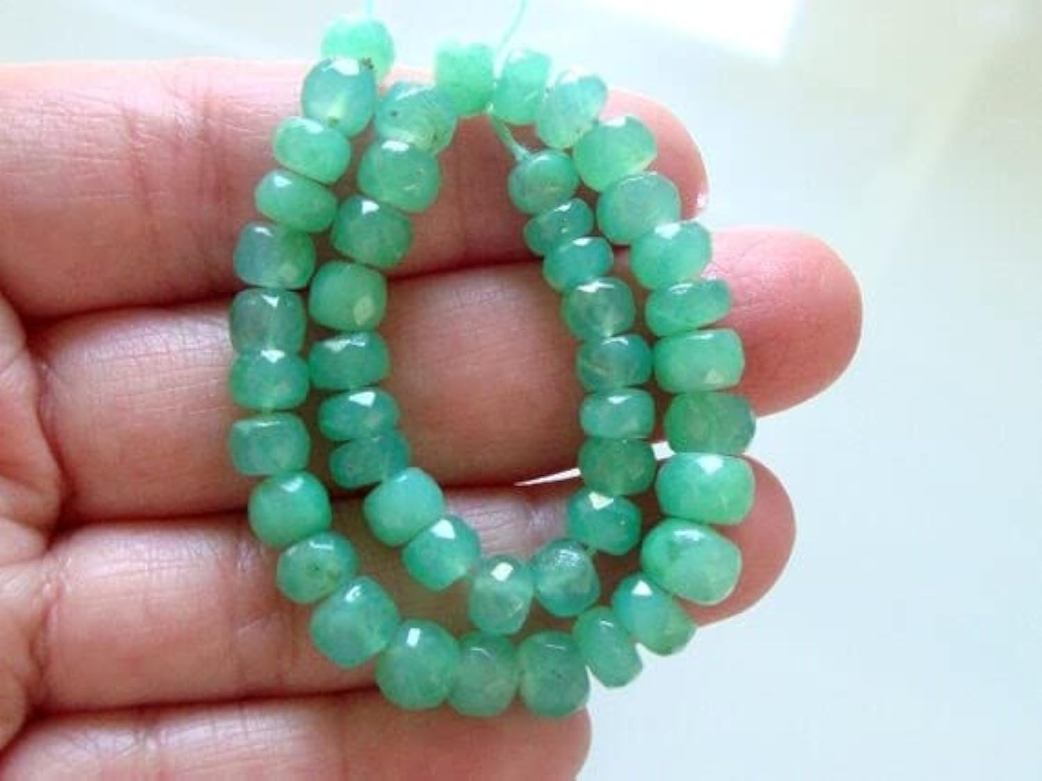 Chrysoprase d'Australie perles rondelles facettées sans défaut pour enfilage réussi