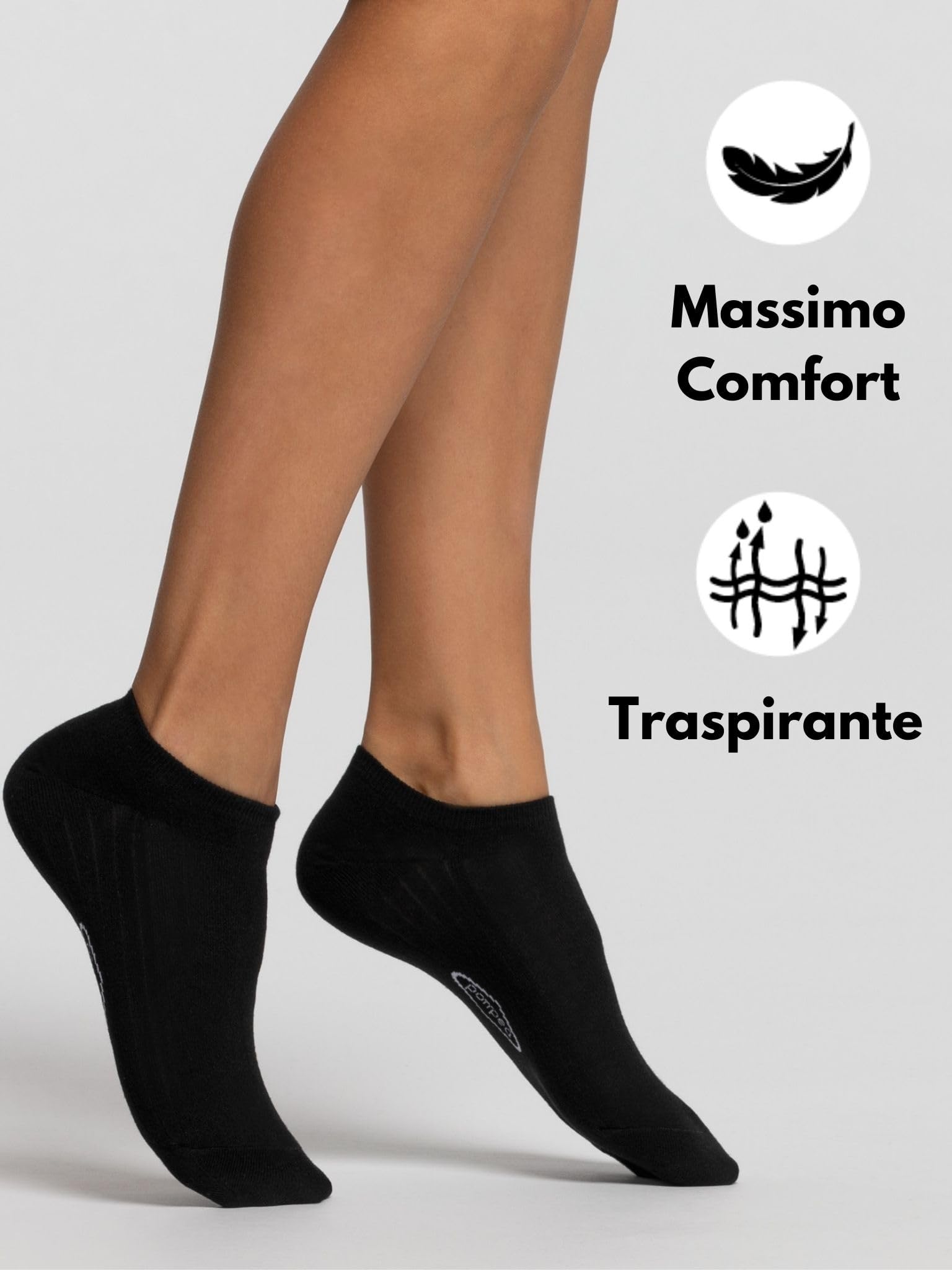 POMPEA 3 Pairs Women's Cotton Socks Short Ankle Socks with Reinforced Toe and Heel - 3
