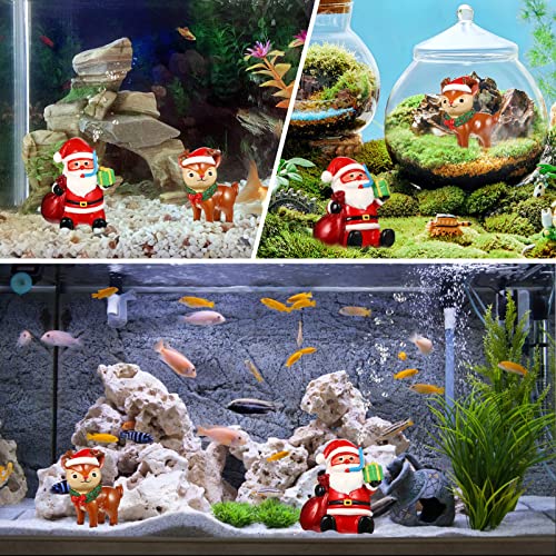 2Pcs Christmas Aquarium Decorations- Resin Fish Tank Decoration Santa Claus Reindeer Micro Landscape Ornaments for Holiday Fish Tank Supplies Table Decor - Image 4