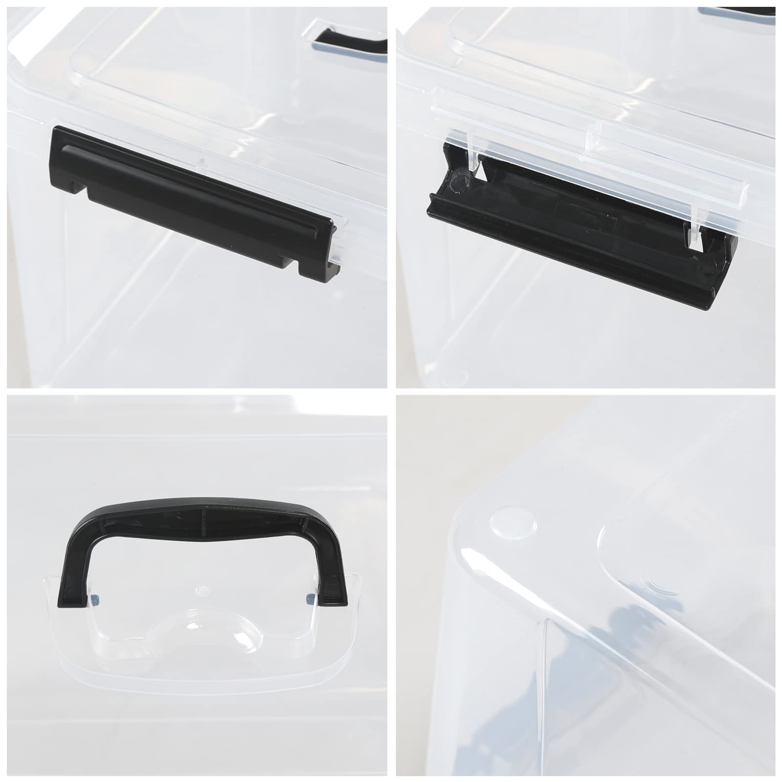 Esdiplot 10.5 L 4 Pack Clear Storage Box, Plastic Latching Bins with Handles