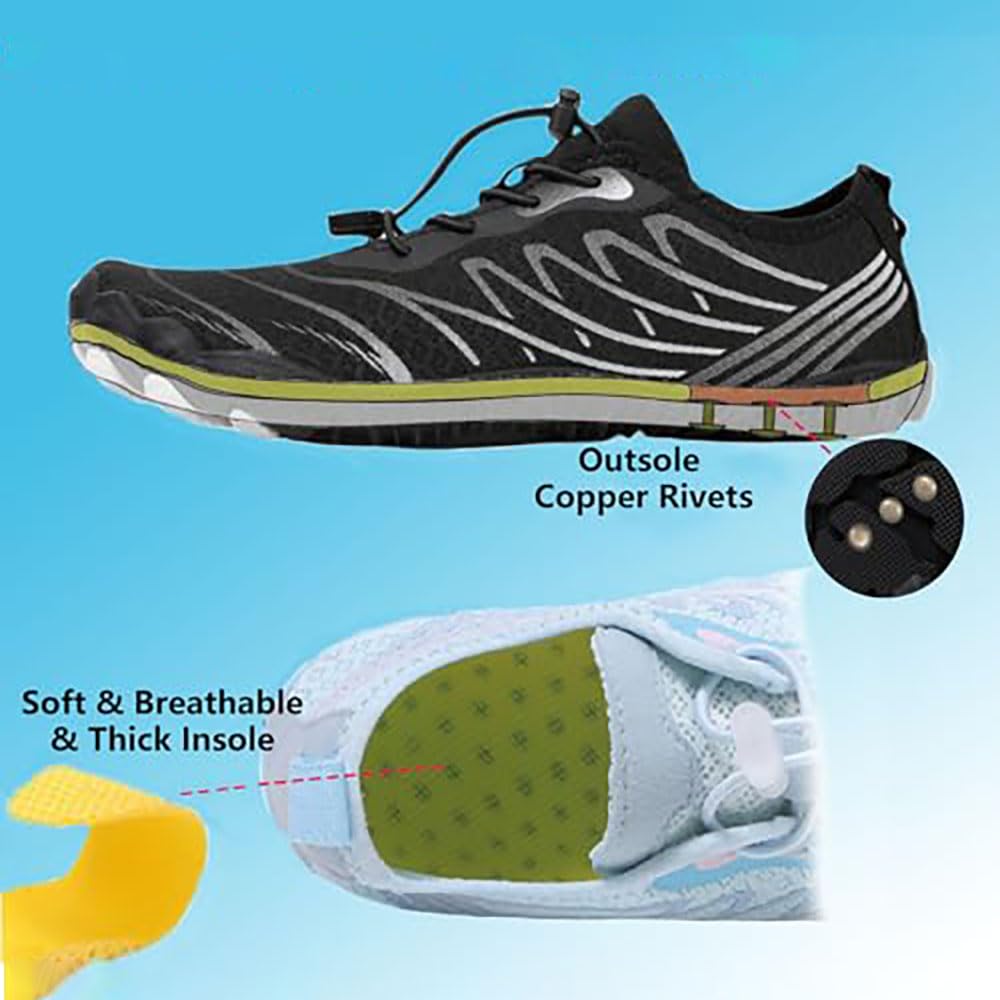 Zureto Chaussures de mise à la terre avec cuivre, chaussures pieds nus en cuivre, pour homme et femme, imperméable, antidérapantes, confortables