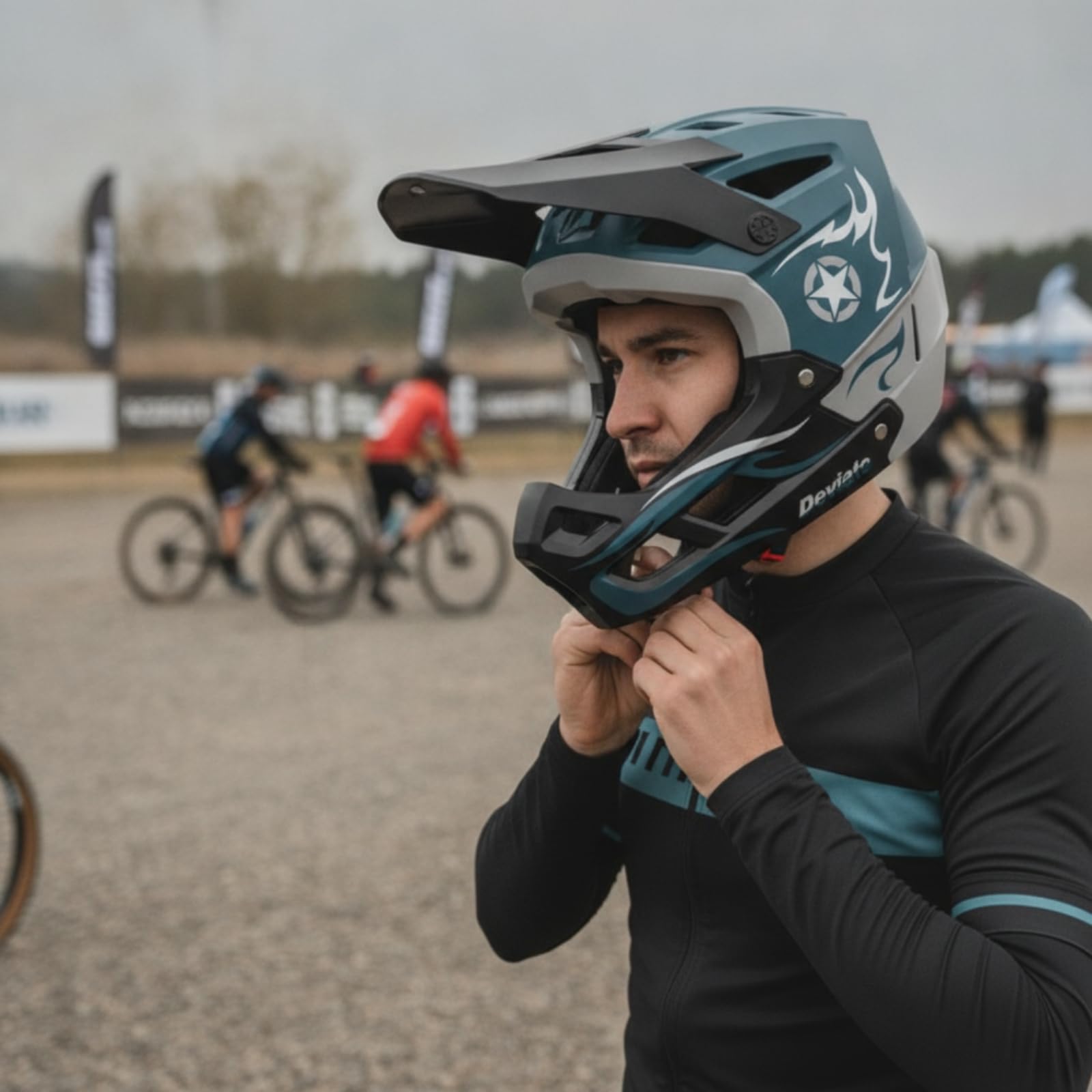 Gralara Casco Completo con Mentonera smontable Table Casco Bicicleta con Visera Ventilado para Ciclistas