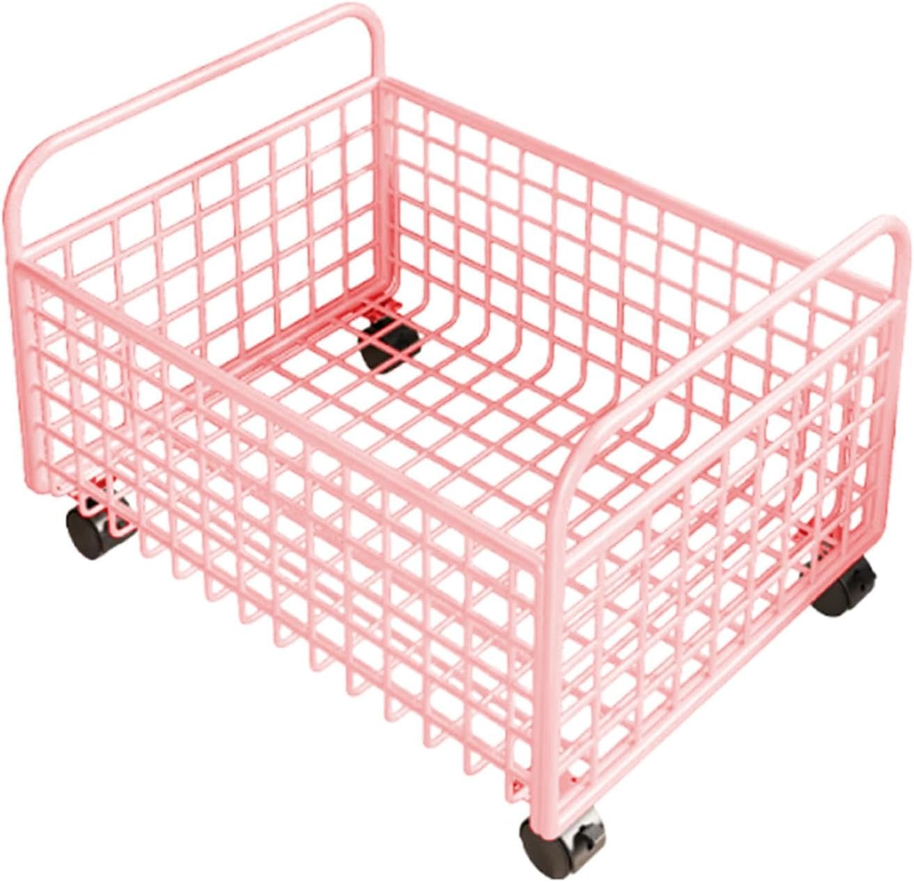 Rolling Utility Storage Basket Under Desk Book Bin File Organizer with Wheels for Bookshelf Magazine Bedroom Office, 38cmx25cmx26cm