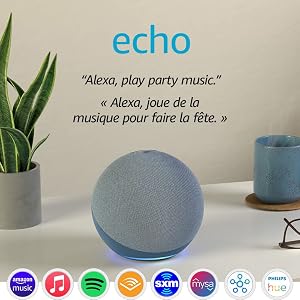 Amazon Echo, Alexa speaker with premium sound, Ideal for large bedrooms, living rooms and kitchens, Designed for Alexa+, Twilight Blue