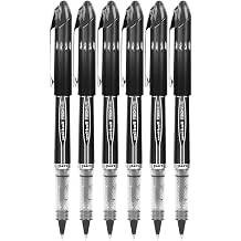 Vision Elite Rollerball Pens, Micro Point 0.5mm, Black Ink, 6 count, Bundle with Plastic Reusable Pouch