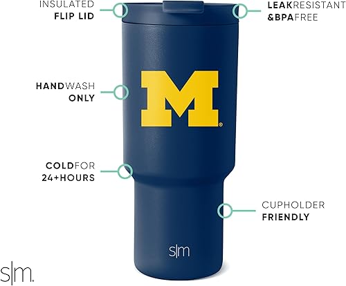 Miniatura 2 de Simple Modern Vaso con licencia oficial de 30 onzas con tapa abatible y pajitas, vaso aislado de acero inoxidable, regalos para hombres, colección