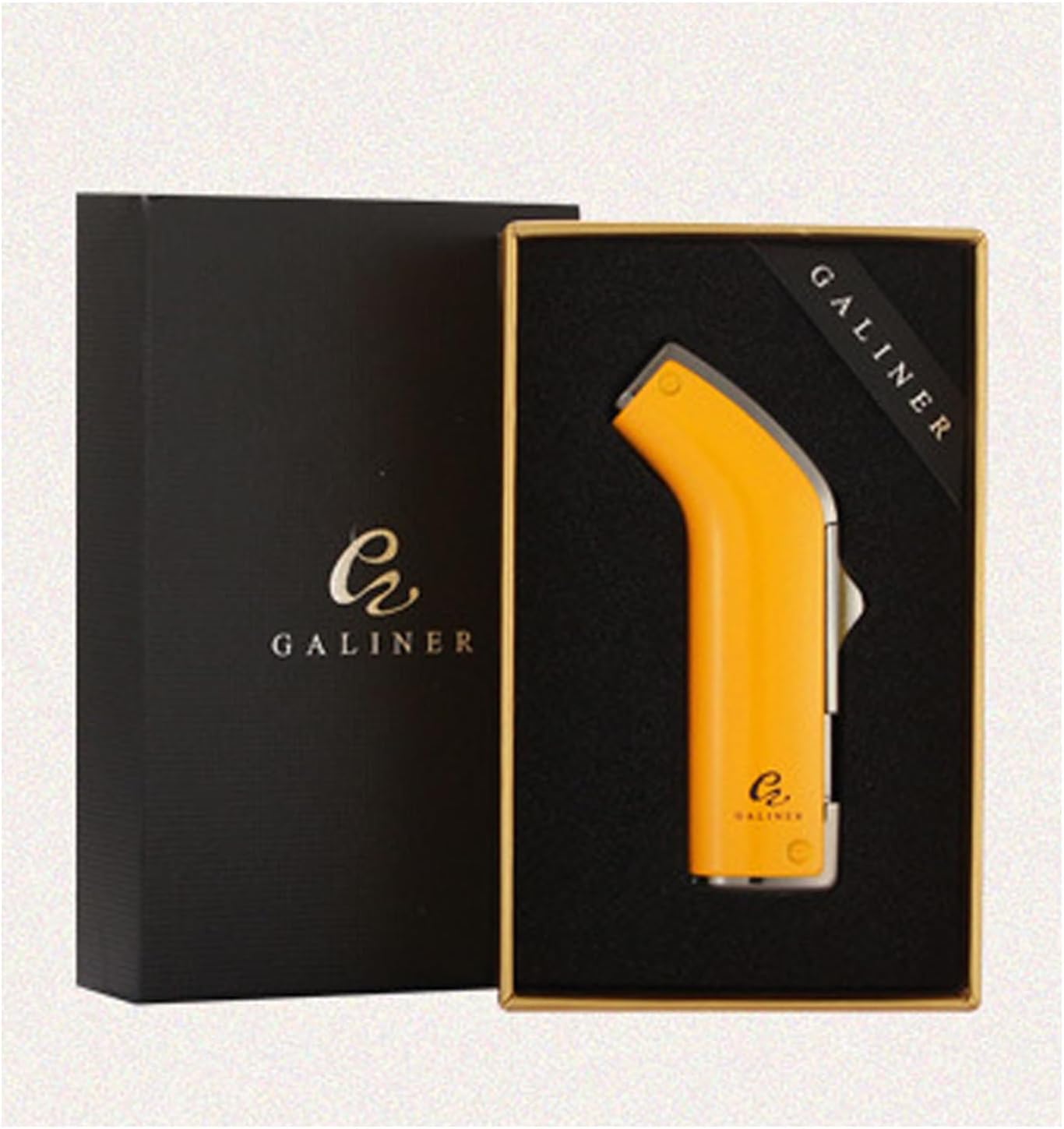 Cigar Lighter, Windproof Jet Frame Refillable Butane Portable Lighter (Color: Yellow)