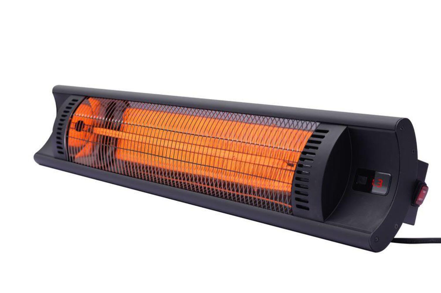 HENDI Promiennik podczerwieni, Bola, z pilotem, ogrzewa do 32 m², montaż ścienny, grzejnik tarasowy, promiennik ciepła na taras, 230V/2500W, 912x185x(H)174mm, aluminium, czarny