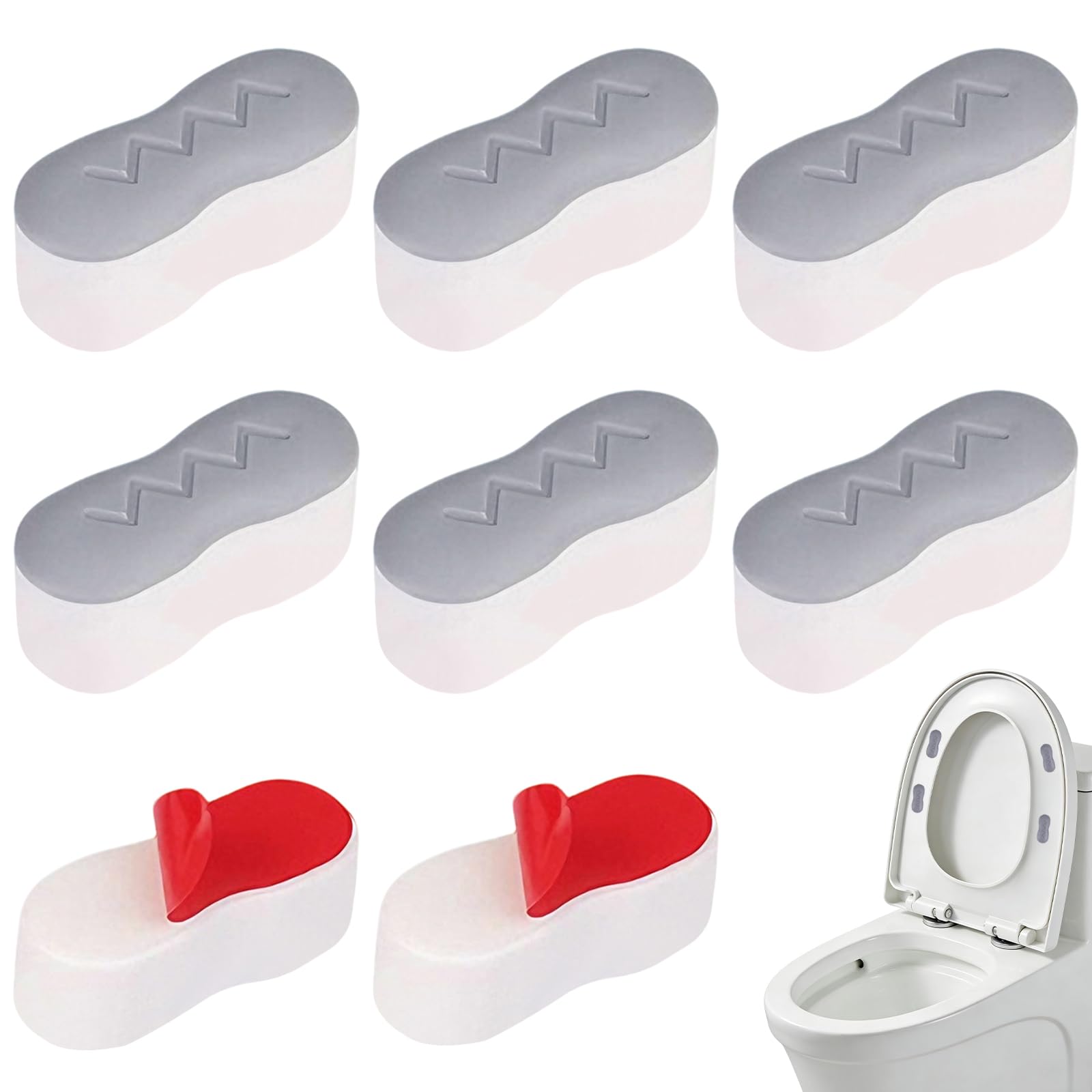 Rthynti White Toilet Seat Bumpers, 8 Pcs Toilet Lid Seat Buffer Spacers, Toilet Seat Bumpers Kit For Home Hotel School