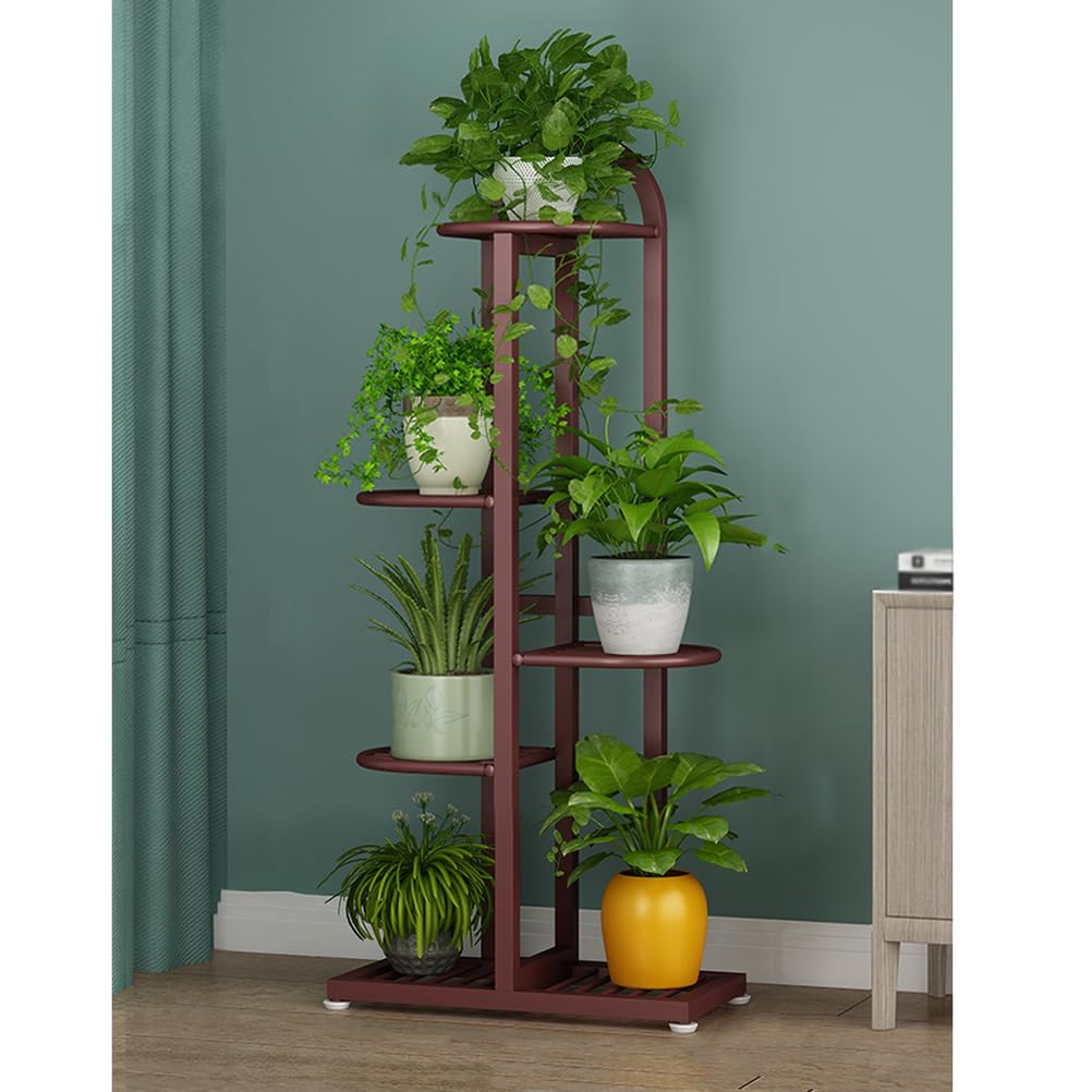 YUANCHUTOP Multi-Tier Metal Plant Stand - 41" Tall Flower Pot Holder for Balcony, Garden & Living Room - Stylish Brown Planter Rack for Indoor/Outdoor Decor, 18" x 8.6"