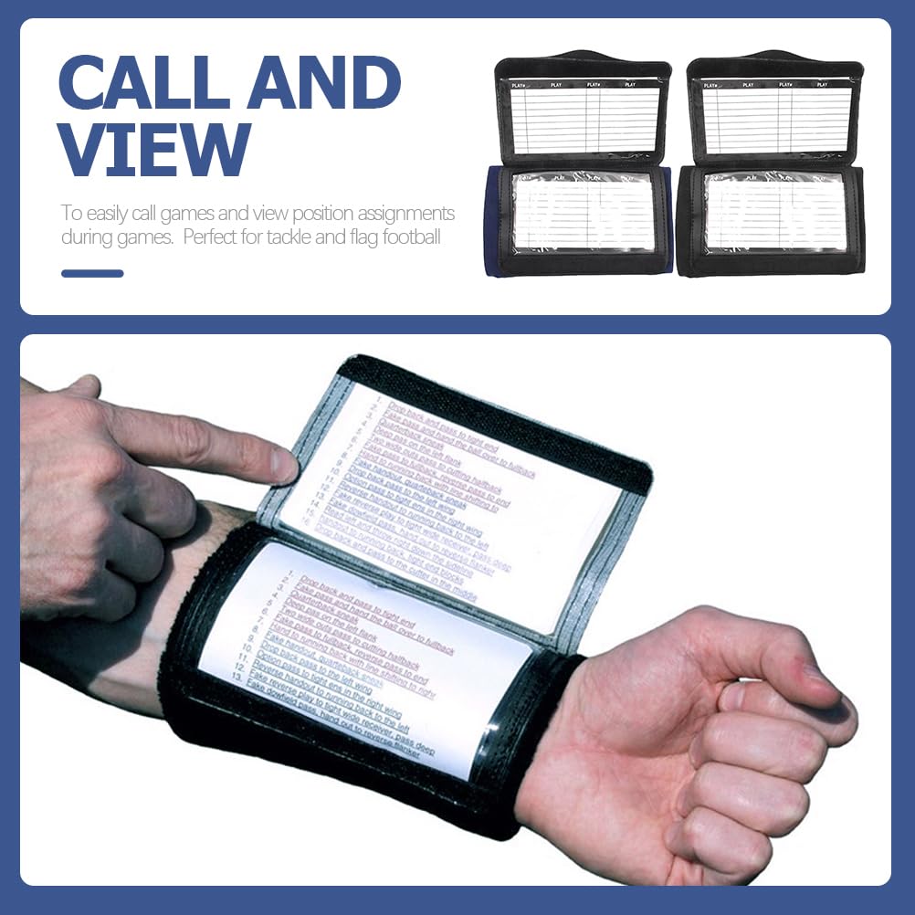 BESPORTBLE Football Wristbands Youth Adult: 2Pcs Football Wrist Playbook, Black Football Quarterback Play Wristbands for Football, Baseball, Softball, All Sports