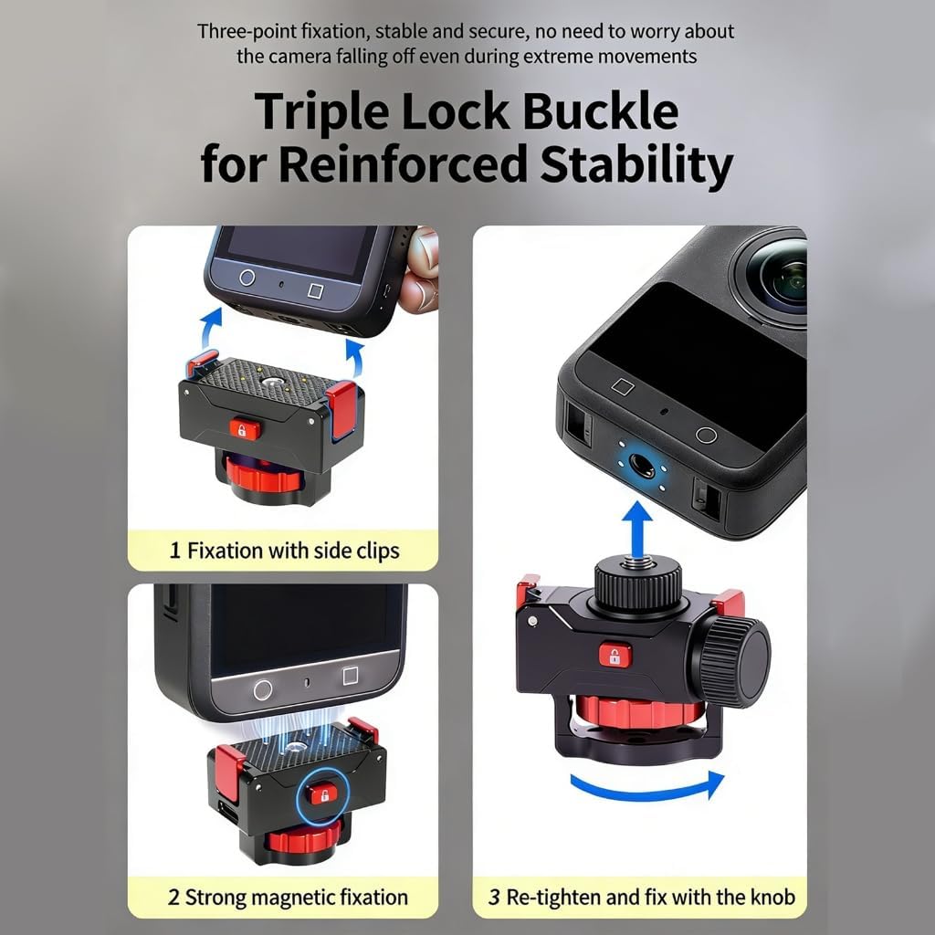 Travel Rotating Camera Stand for Car Bike and Sports Use with Fast Charging