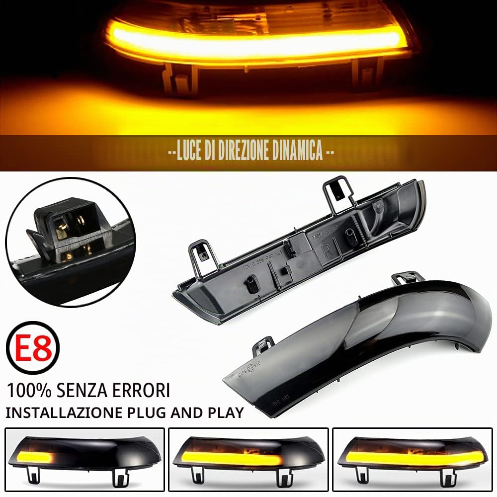 2 pezzi Indicatore LED sequenziale di direzione luce dinamica Compatibile con VW Golf 5 GTI V MK5 Je-tta Pa-ssat B5.5 B6 R36 R32 Eos Sha-ran Su-perB