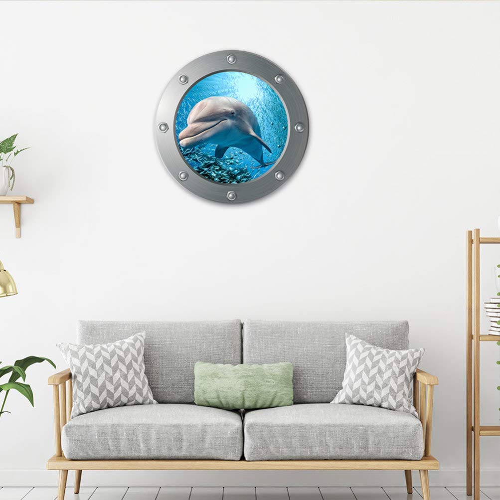 Stickers Decorativos De Ventana Submarina Diseño De Delfines Para Habitaciones Infantiles y Salones Pegatinas Extraíbles Para Decorar El Hogar