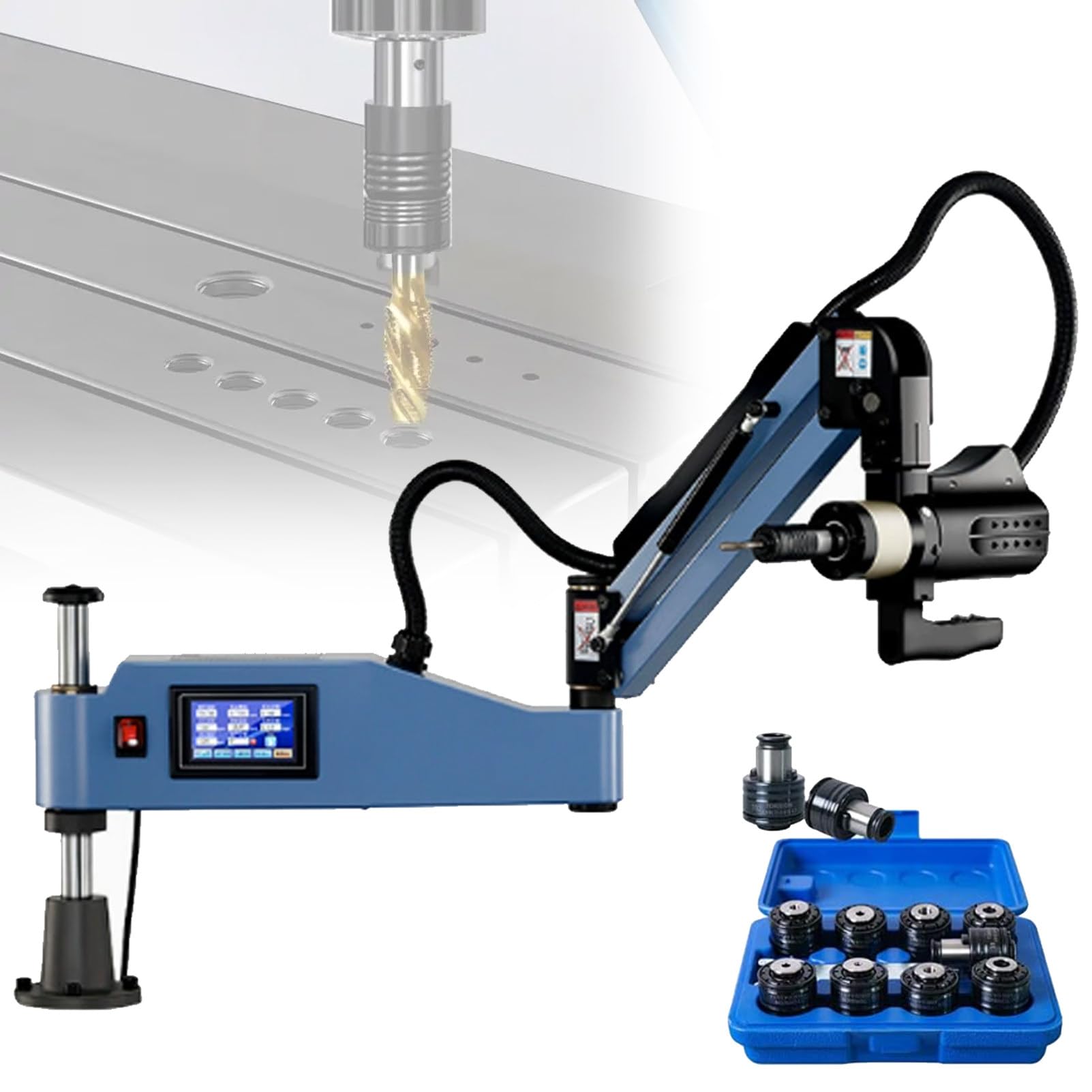 Máquina de roscar eléctrica, Brazo de roscado eléctrico, Brazo Flexible Universal, máquina para roscar Tuercas, 0-312 RPM, para maquinaria de moldes y Otras Industrias. M3-12E