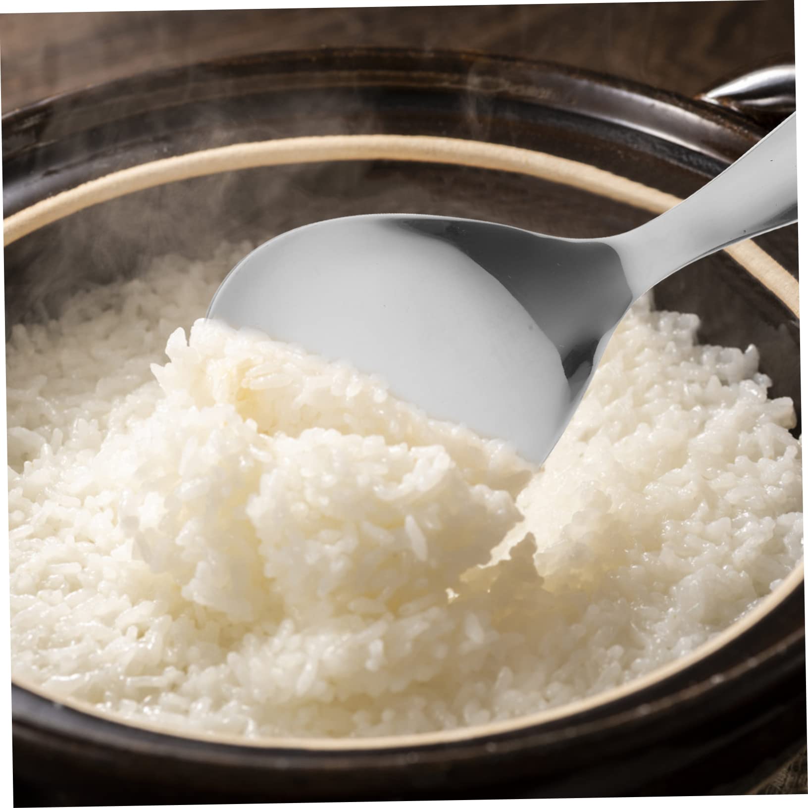 UTHCLO Rice Spoon Compact Rice Household Rice Spatula Cooking Serving Spoon for Rice Frying Spoon Rice Paddle Spoon Oil Skimmer Spoon Kitchen Spoons Porridge Spoon Stainless Steel Silver