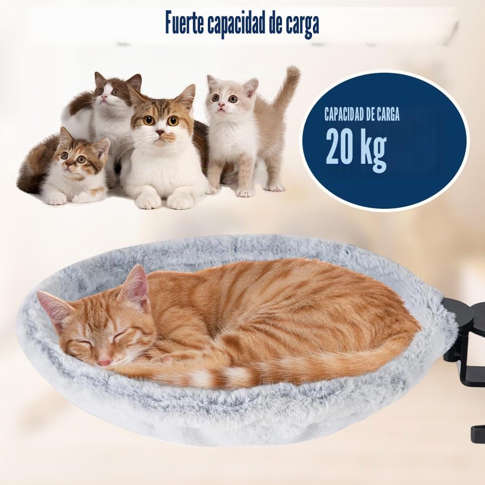 Cama para Gatos para Escritorio, Hamaca giratoria de 360° y Altura Ajustable con Marco de Metal Resistente, Espacio para Dormir para Gatos para Oficina y Oficina en casa