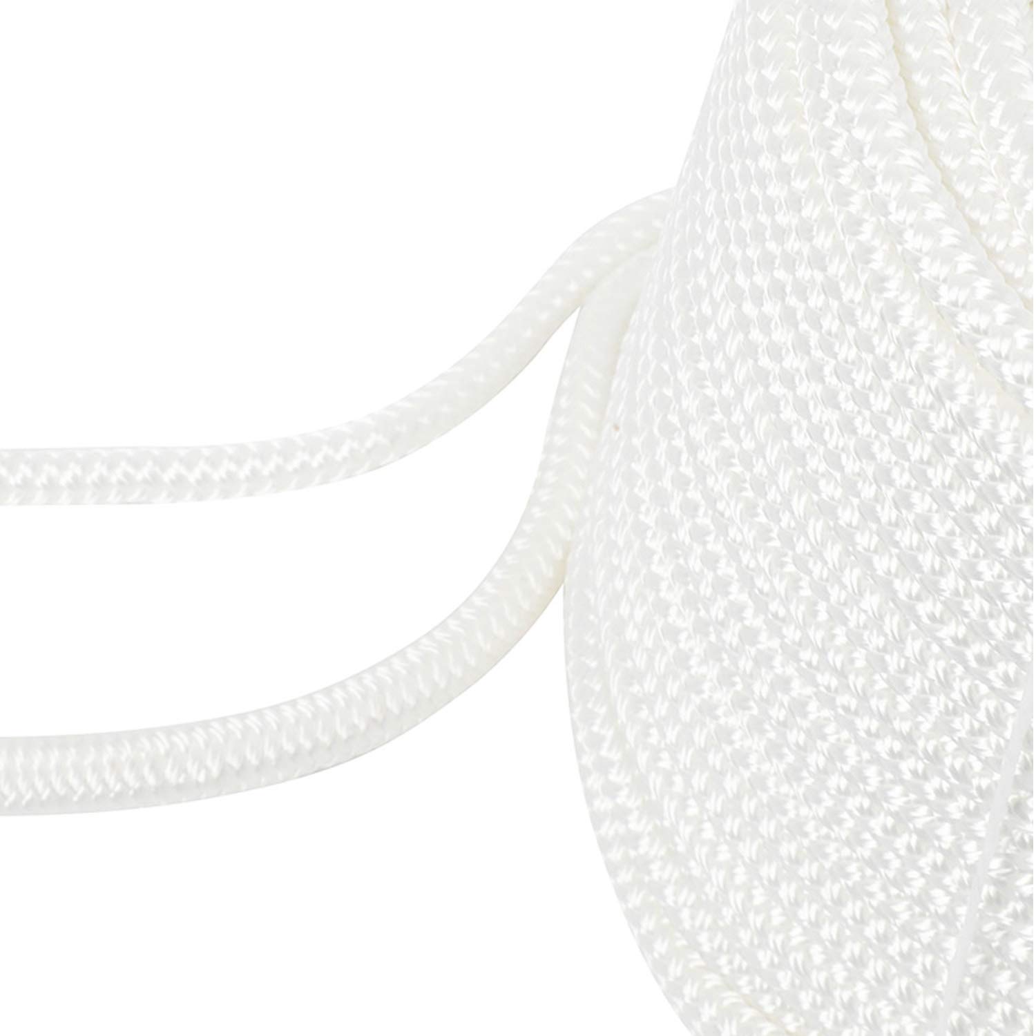 NovelBee 3/8 "x 300 ' Doppia treccia Nylon Anchor Line con ditale (bianco)