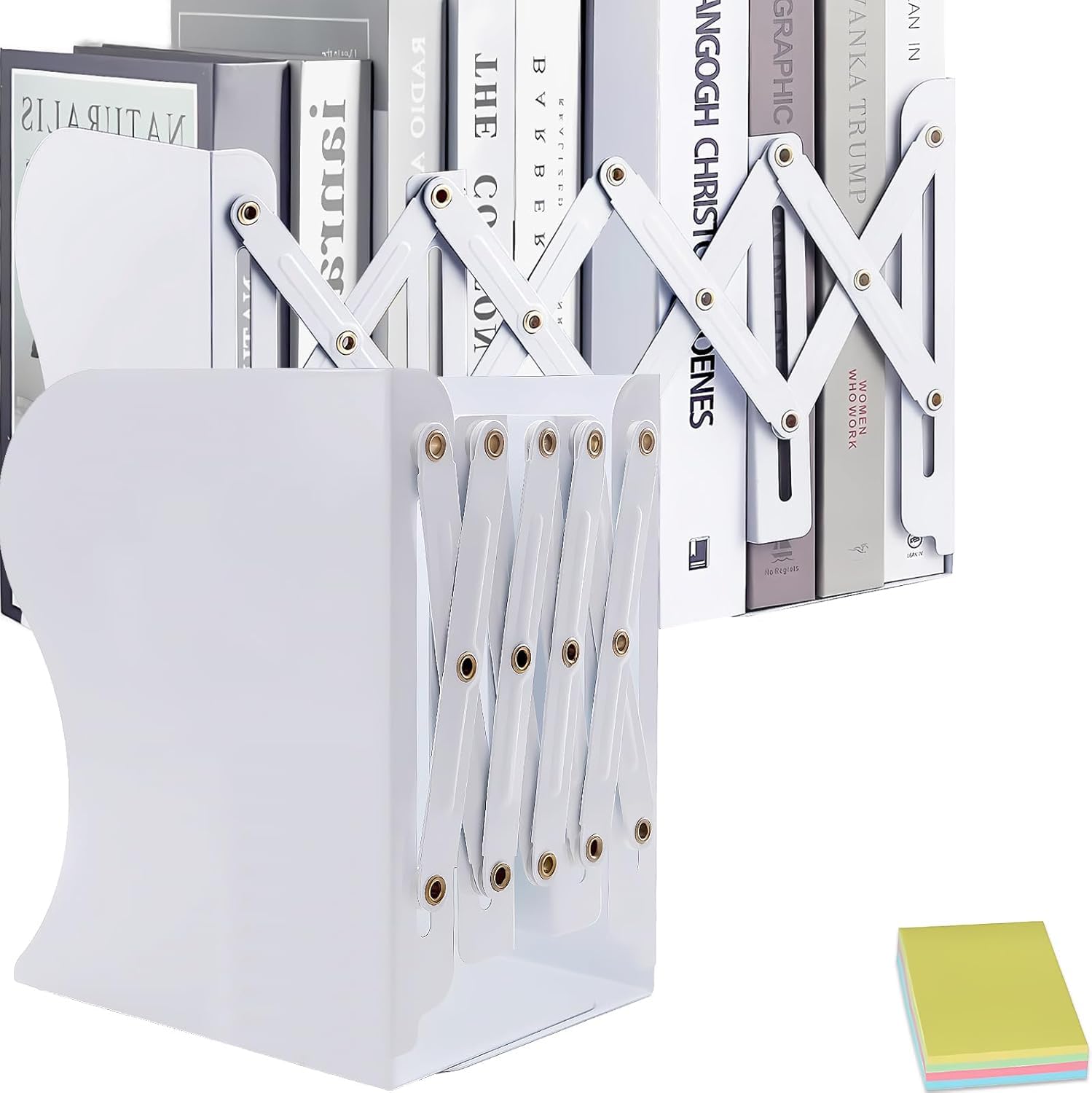 DARUITE Serre-Livres en Métal Réglable et Robuste - Organiseur et Accessoires de Bureau Scolaires pour la Maison, l'École, Bibliothèque - Blanc X 2