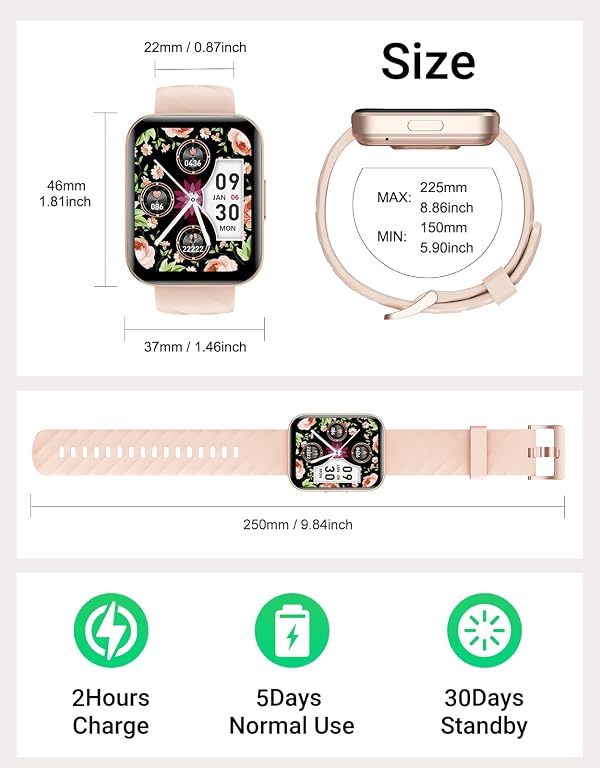 Smart Watch for Women, Answer/Make Calls, for iPhone/Android Phone Pink by Dakofied - Used condition - Image 8