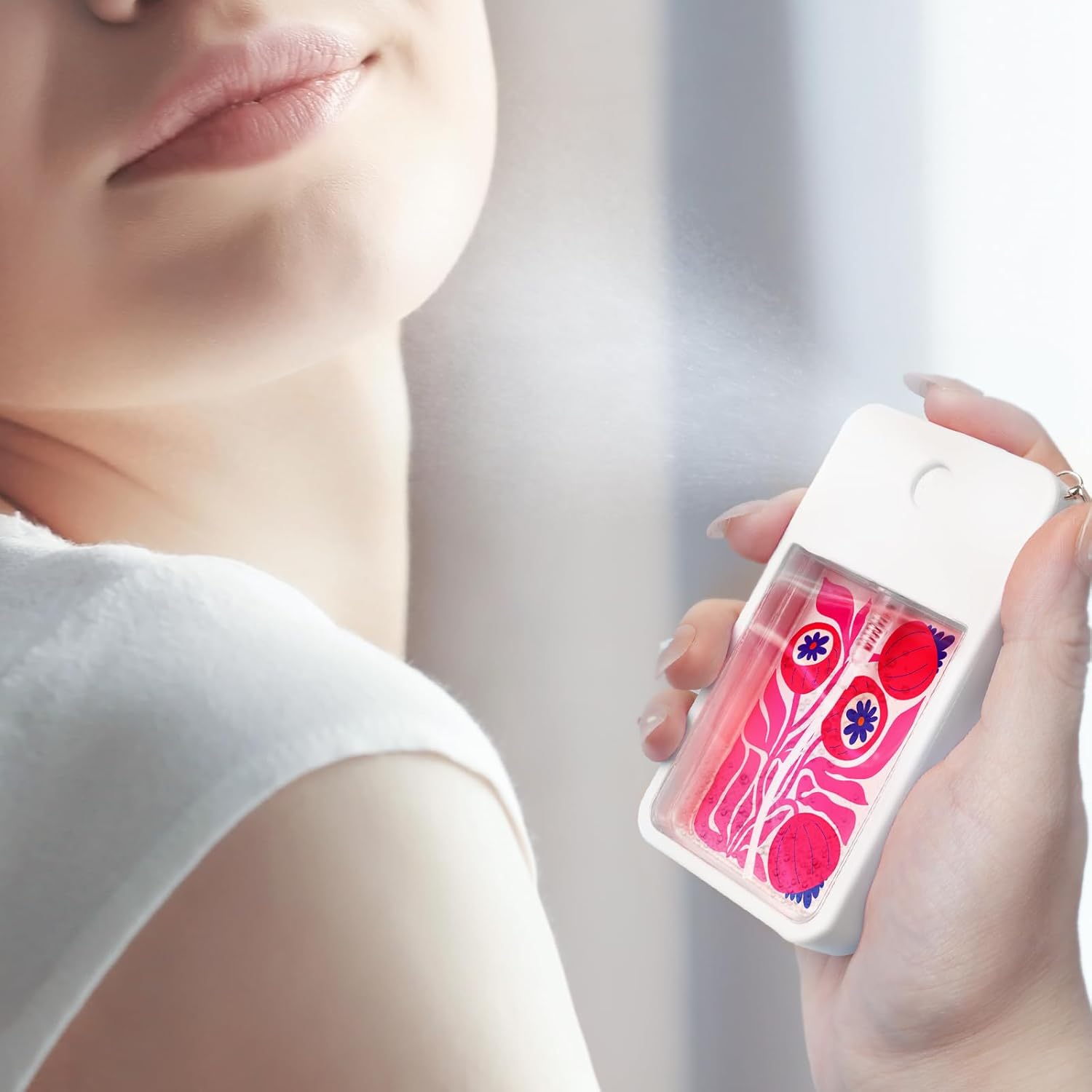 PYD Life 12 Pack Sublimation Blanks Card Perfume Spray Bottle 1FL. OZ 30 ml White with Key Ring, Portable Refillable Travel Sprayer with 16 PCS Double-Sided Sublimation Aluminum Sheets for DIY