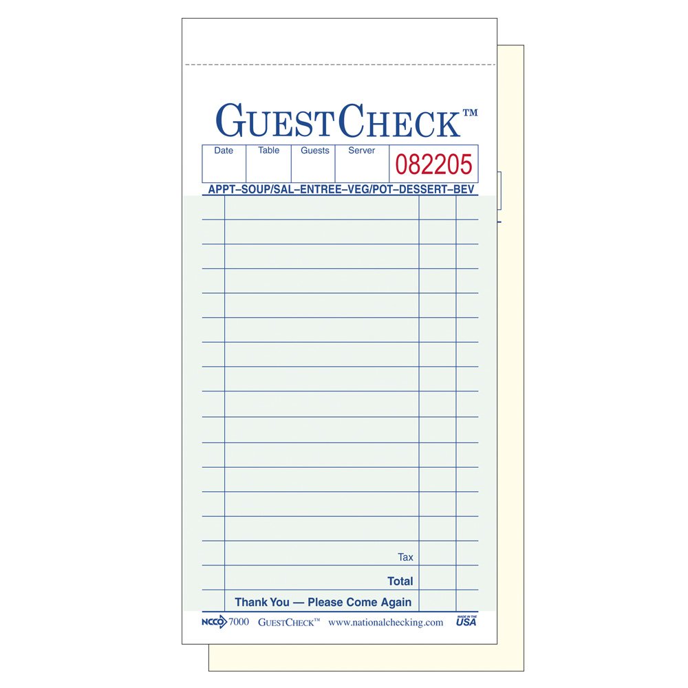 Guest Check G7000SP - 1 Pack of 10 Books with 50 Two Part Carbonless Green 17 Line Checks - 500 Checks/Pack by National Checking Company… by NCCO – Model 4306509