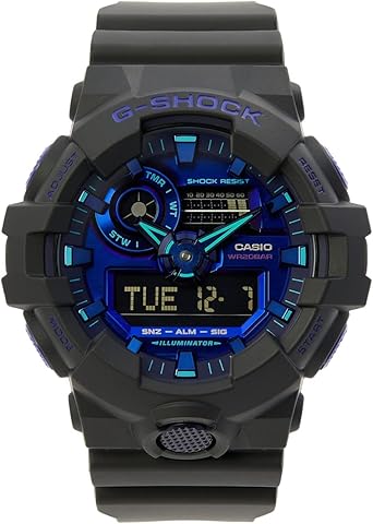mens g shock virtual black metallic analogdigital watch blue violet