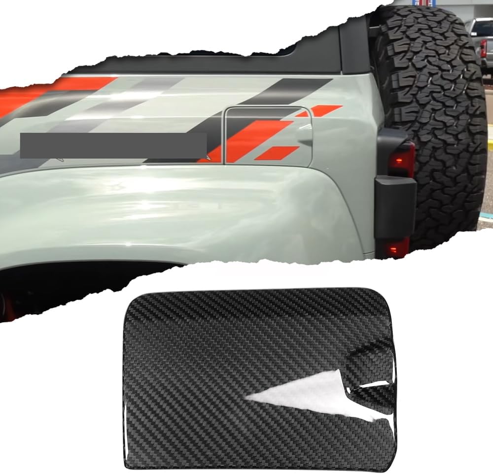 Gas Tank Cover for Bronco Raptor U725 Off-Roading Everglades Wildtrak2021 2022 2023 2024 Fuel Tank Cap Protection Oil Gas Cover Trim (Glossy Carbon)
