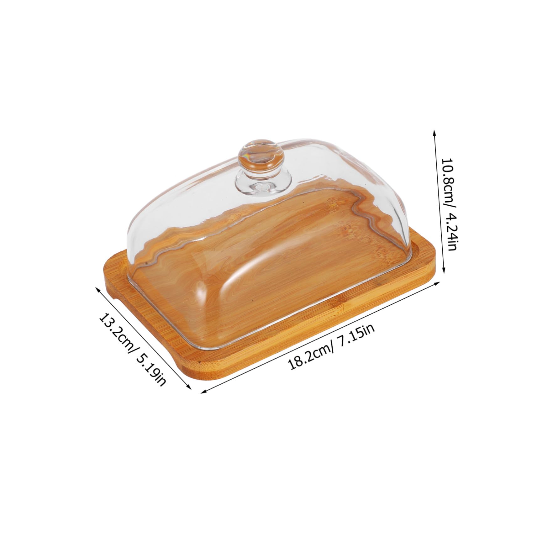 Beurrier 1 Pièce avec Couvercle en Verre en Bois Rectangulaire
