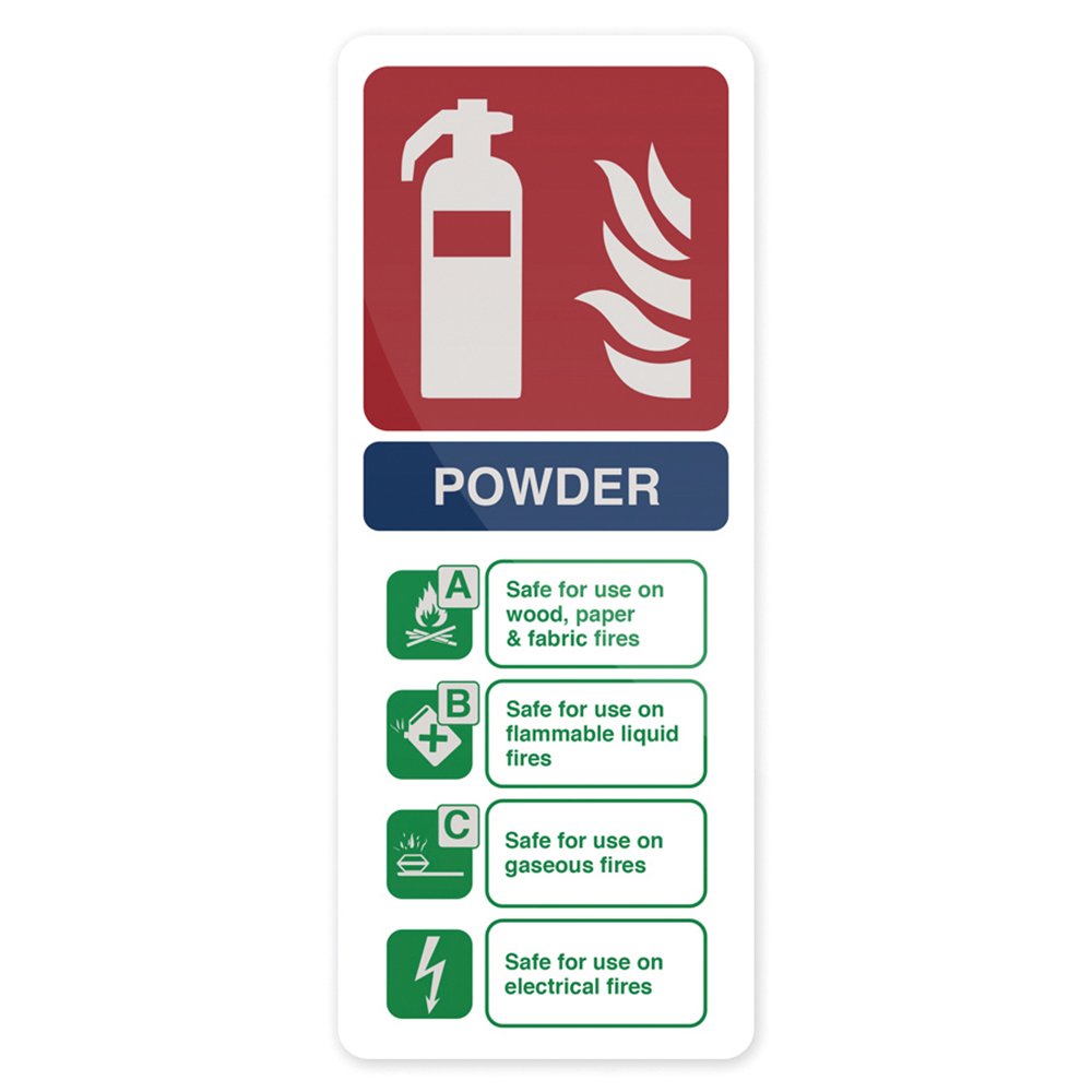 Fixman Multicoloured 350421 Glow-In-The-Dark Dry Powder Fire Extinguisher Sign 202 X 82Mm