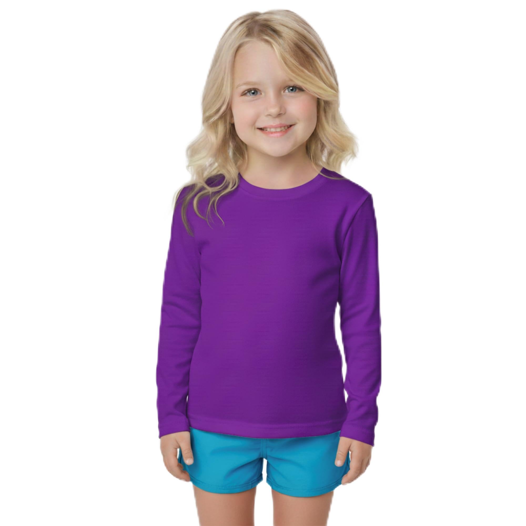 INGEAR Girls Long Sleeve Rash Guard Swim Shirt Outdoor Sports Shirt Lightweight Athletic Tee Protective Quick Dry
