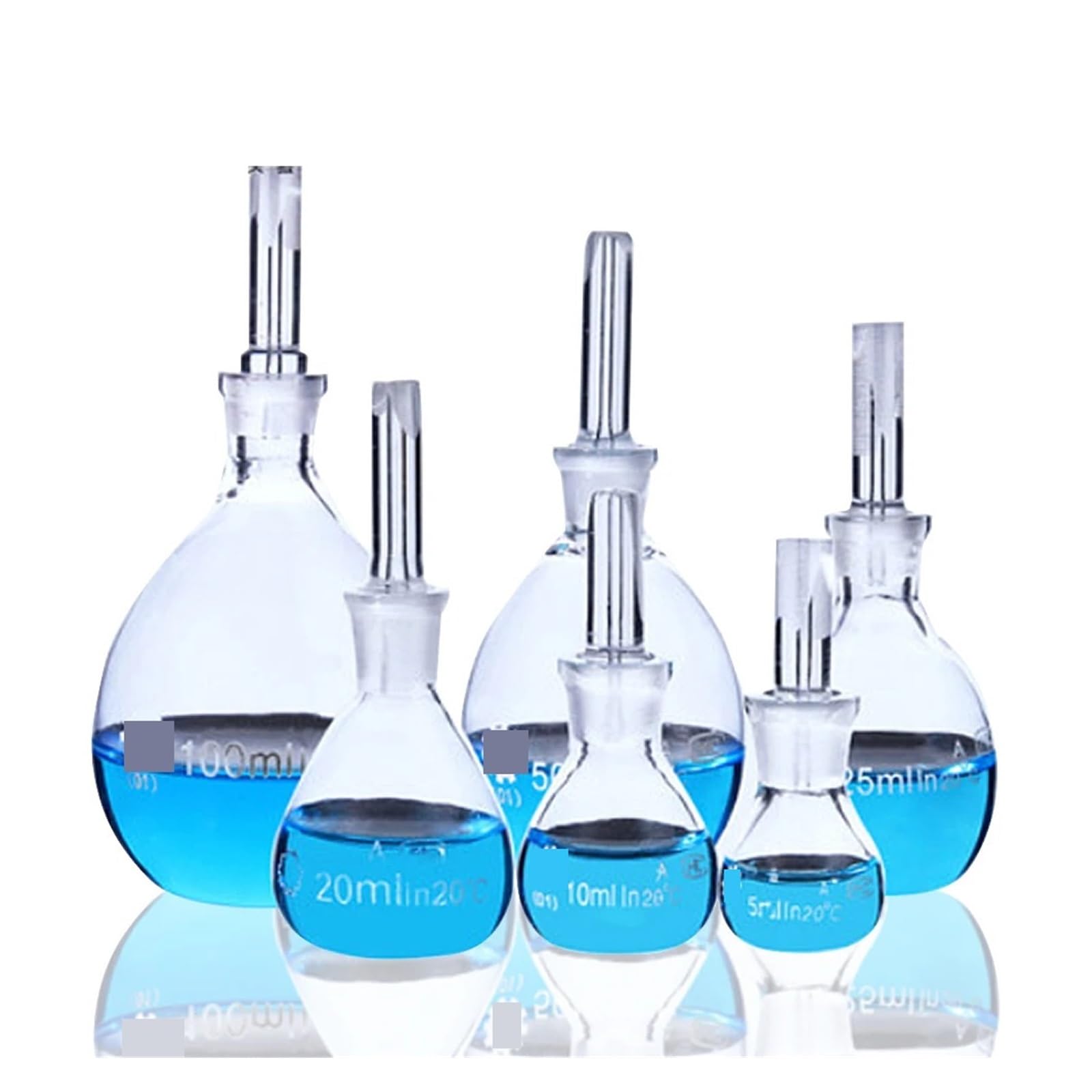 Picnómetro de vidrio for líquidos (botella de 5-100 ml), picnómetro for sólidos (instrumento for experimentos químicos).(5ml (3pcs))