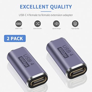 Duttek USB C Coupling Adapter 40G USB C Female to Female Coupler Supports 8k@60HZ and 100W Fast Charging Compatible with Thunderbolt 3/4 and USB Type C Interface Devices