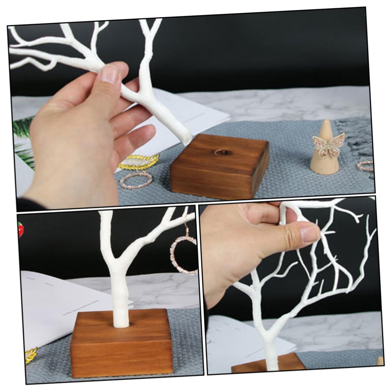 Alipis 2 Stücke Schmuck Ständer Baum Stilvolle Hängen Organizer Sicher Für Home Restaurant Cafe Decor